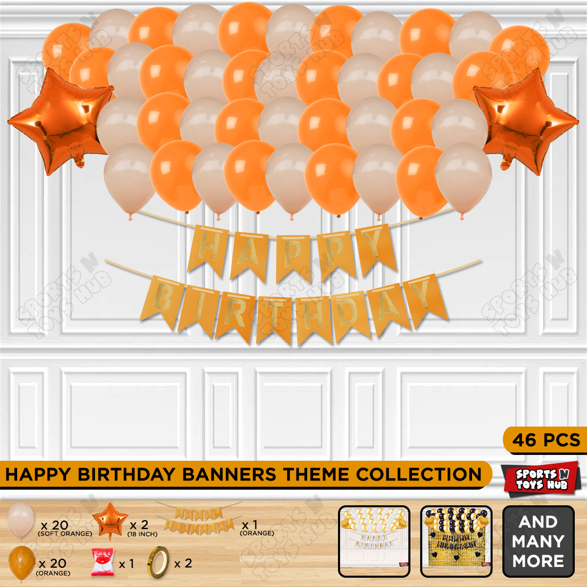 Happy Birthday Card Banner Theme - Orange & Soft Orange
