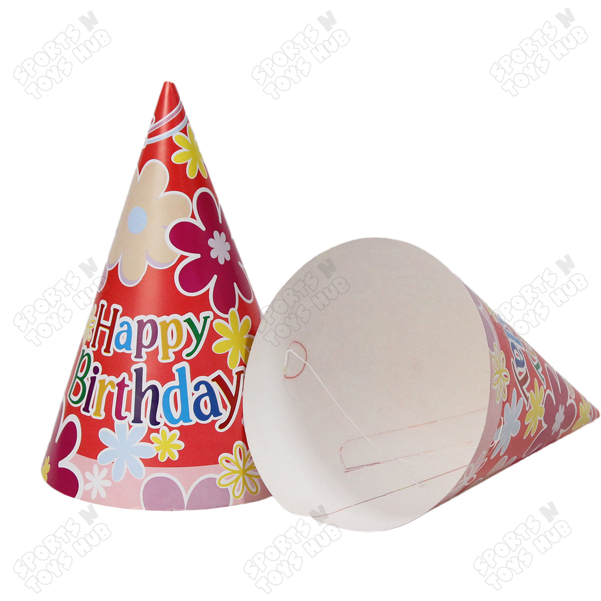 6 Pcs Happy Birthday Flower Printed Caps