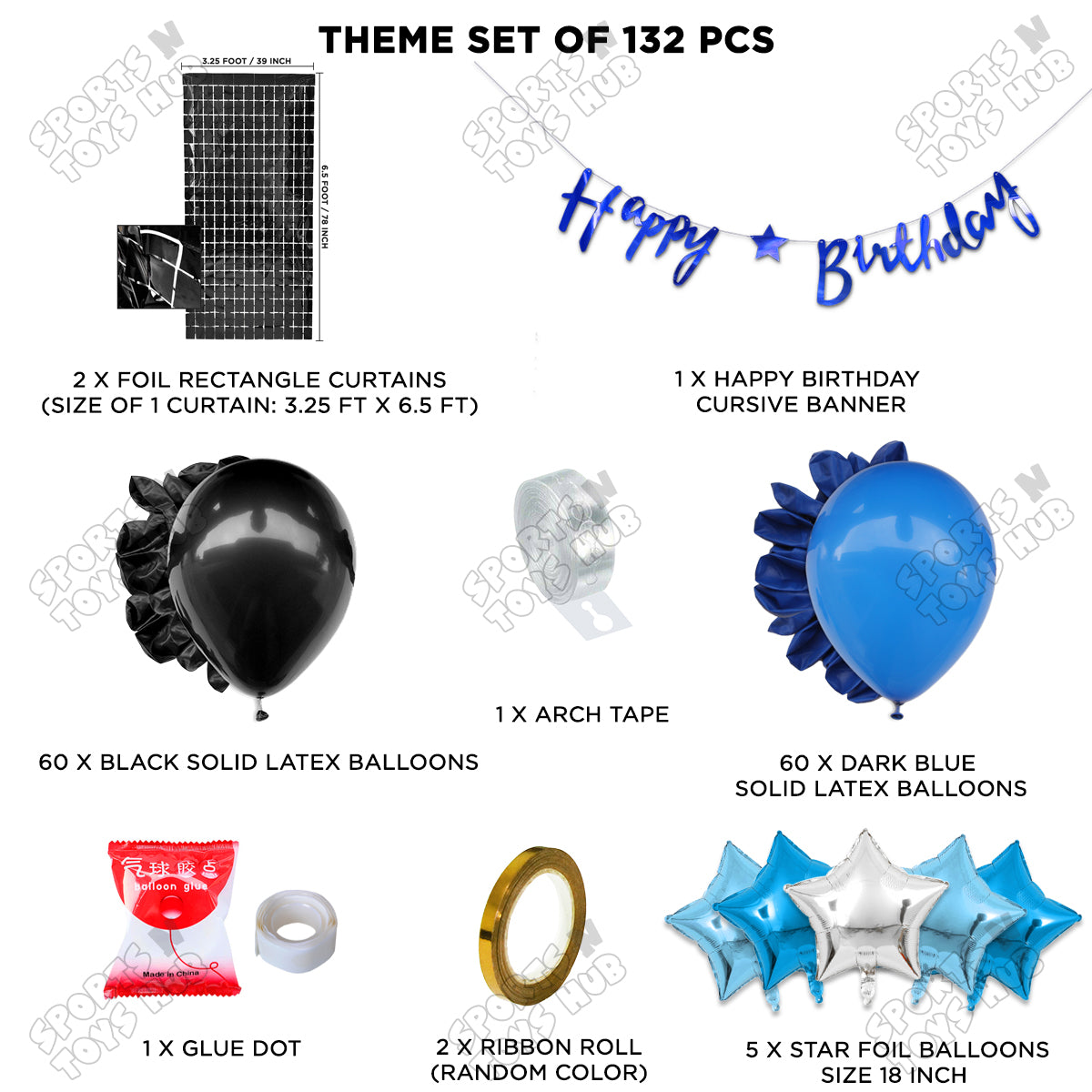 Happy Birthday Cursive Banner Theme - Blue