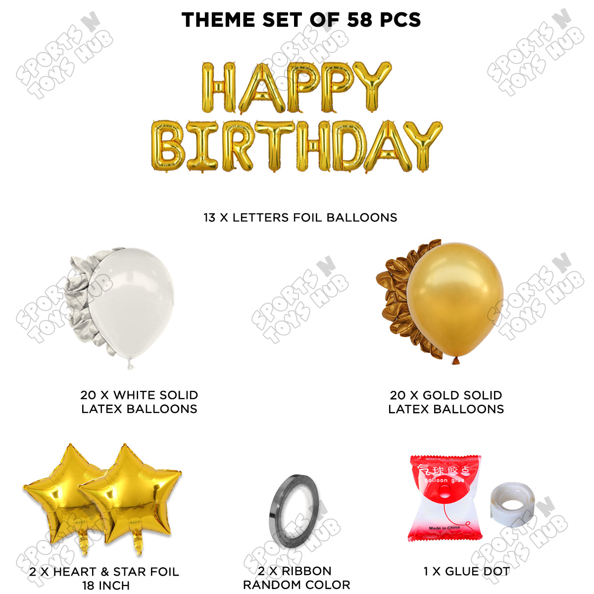 Happy Birthday Foil Letter Theme - Gold & White