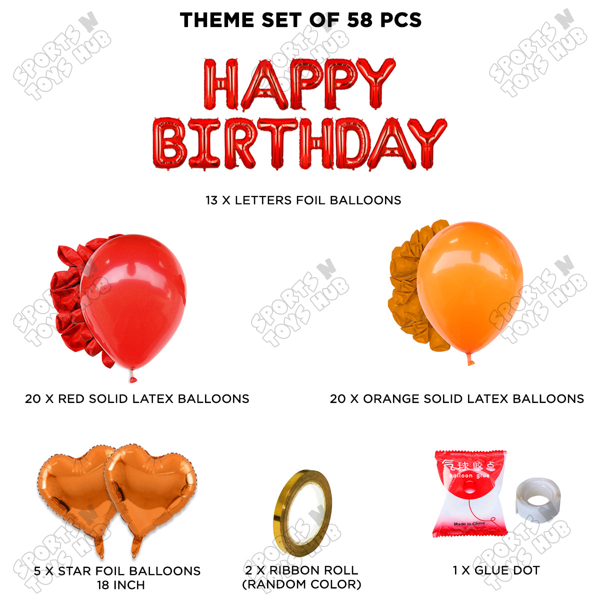 Happy Birthday Foil Letter Theme - Red & Orange