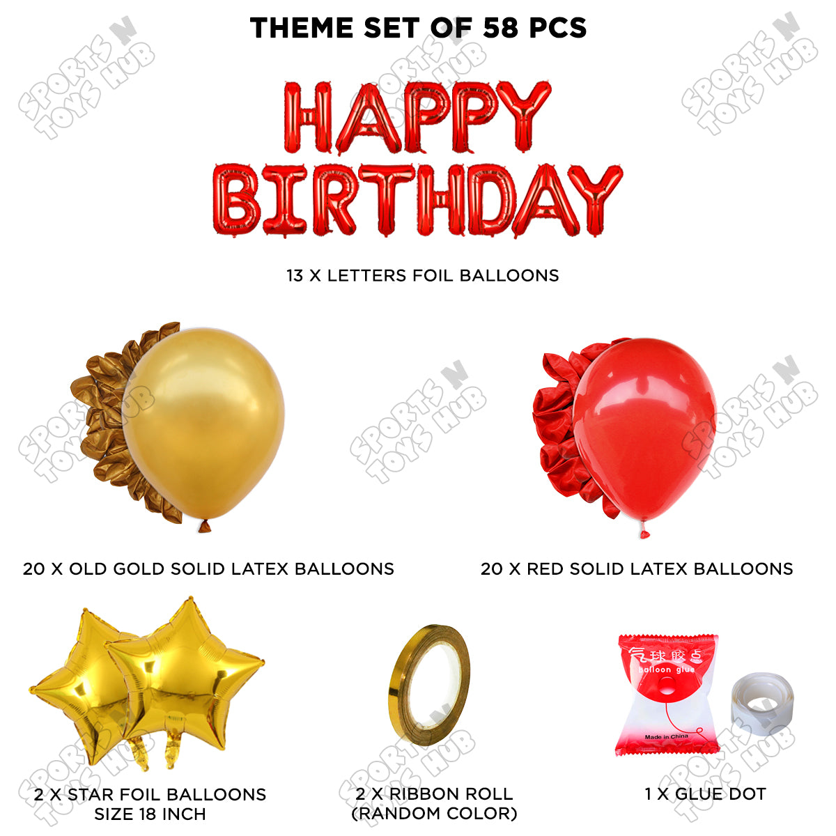 Happy Birthday Foil Letter Theme - Red & Gold