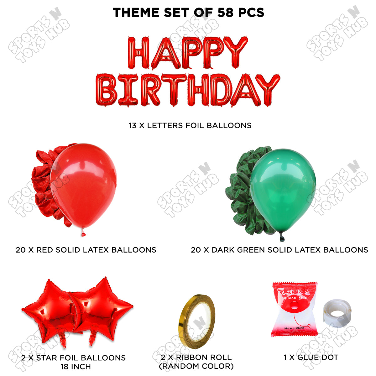 Happy Birthday Foil Letter Theme - Red & Green