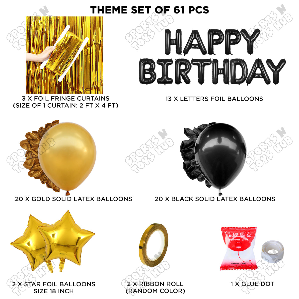 Happy Birthday Foil Letter Theme - Black & Gold