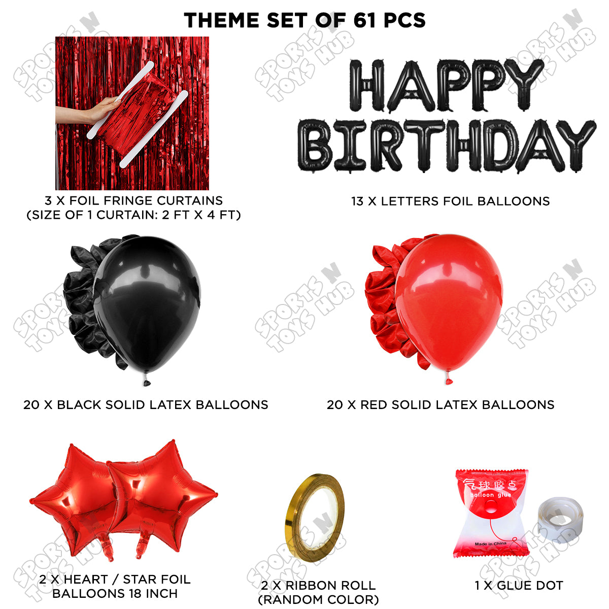 Happy Birthday Foil Letter Theme - Black & Red