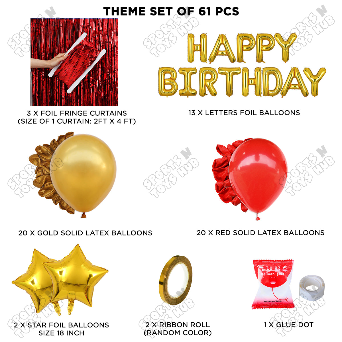 Happy Birthday Foil Letter Theme - Gold & Red