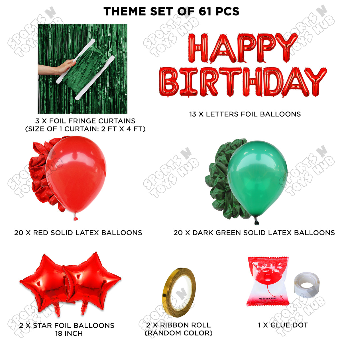 Happy Birthday Foil Letter Theme - Red & Green