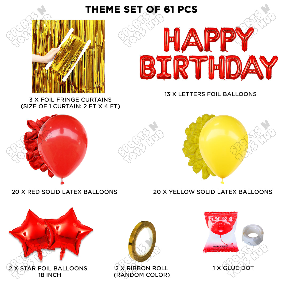 Happy Birthday Foil Letter Theme - Red & Yellow