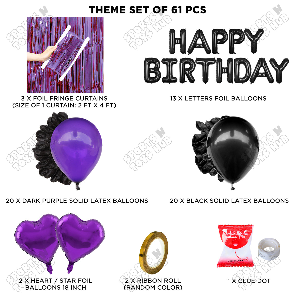 Happy Birthday Foil Letter Theme - Black & Purple