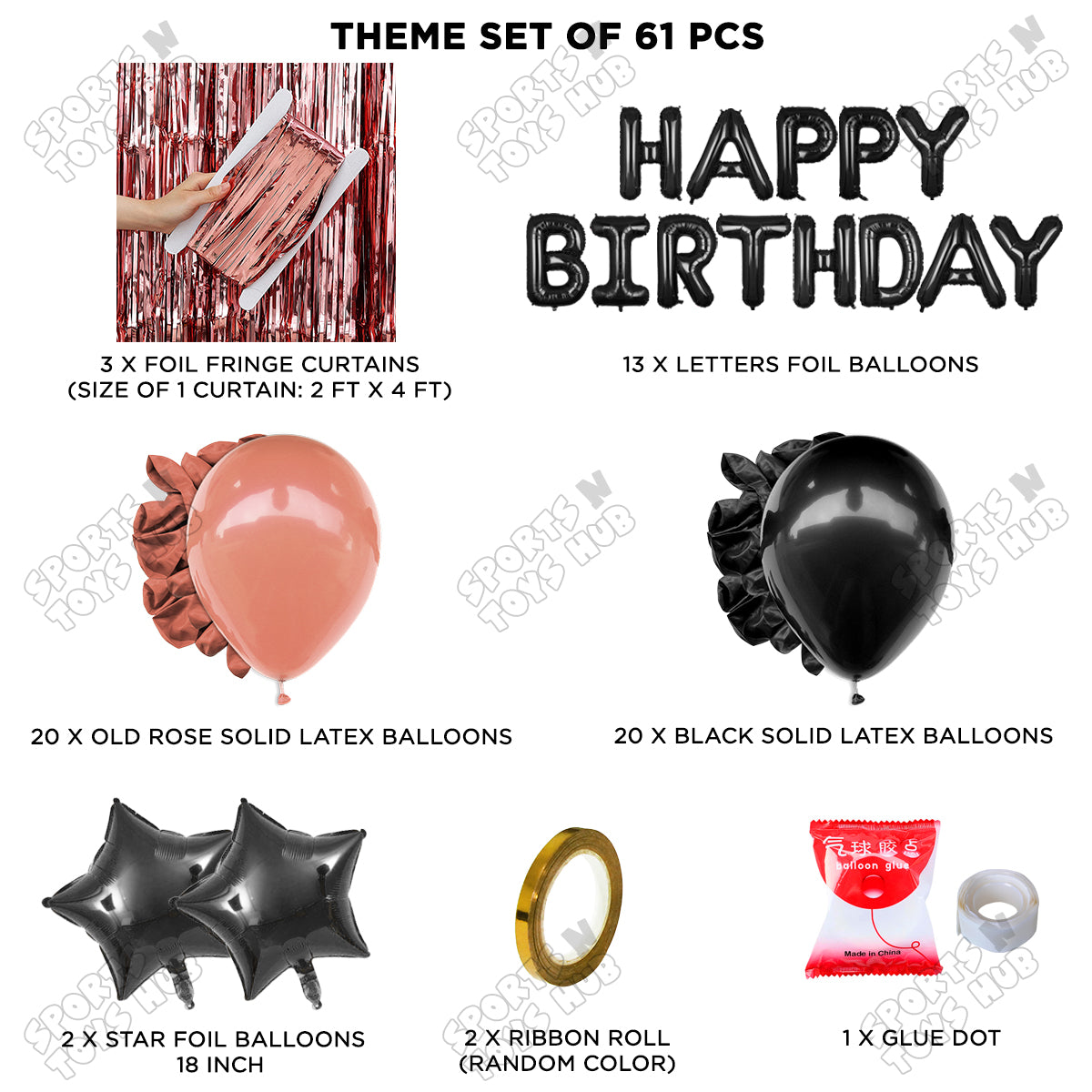 Happy Birthday Foil Letter Theme - Black & Rose Gold
