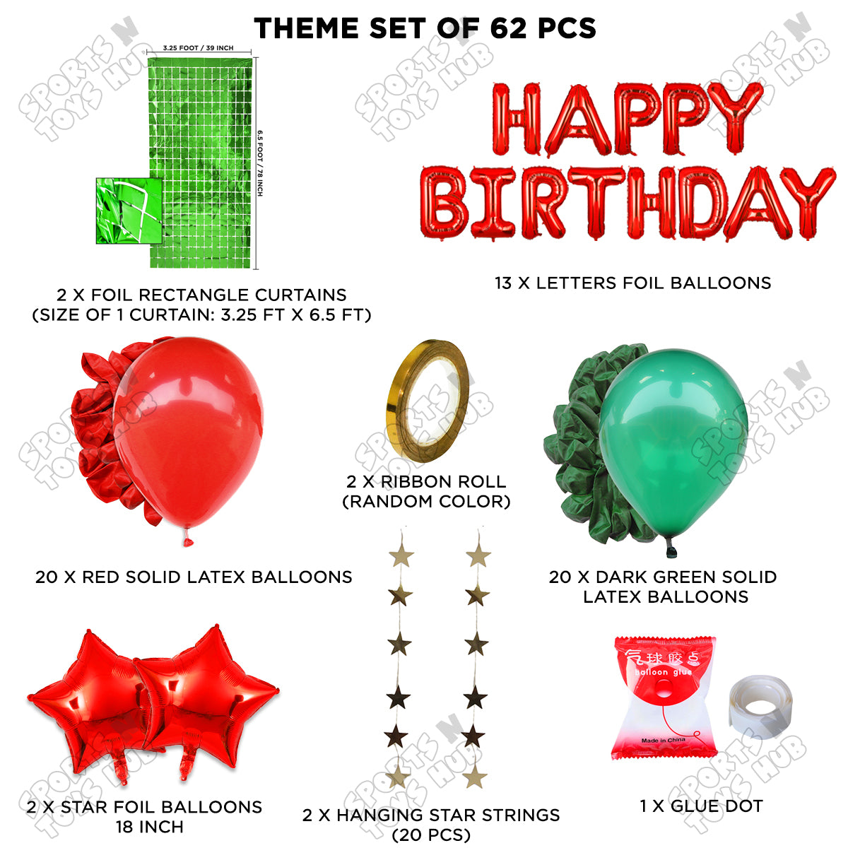 Happy Birthday Foil Letter Theme - Red & Green