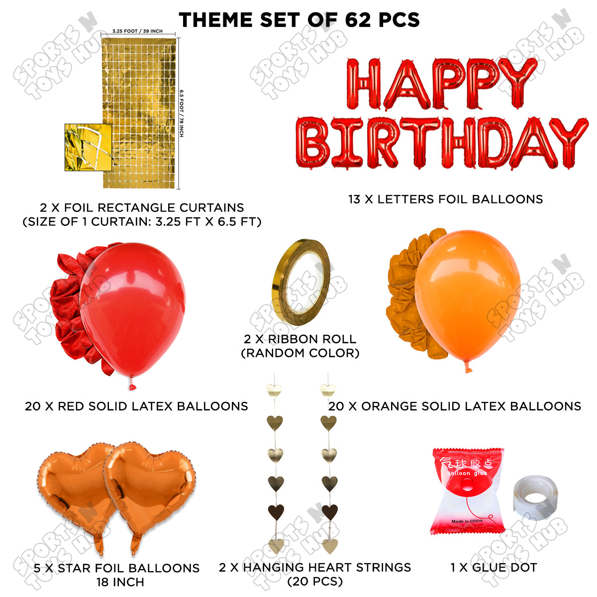 Happy Birthday Foil Letter Theme - Red & Orange