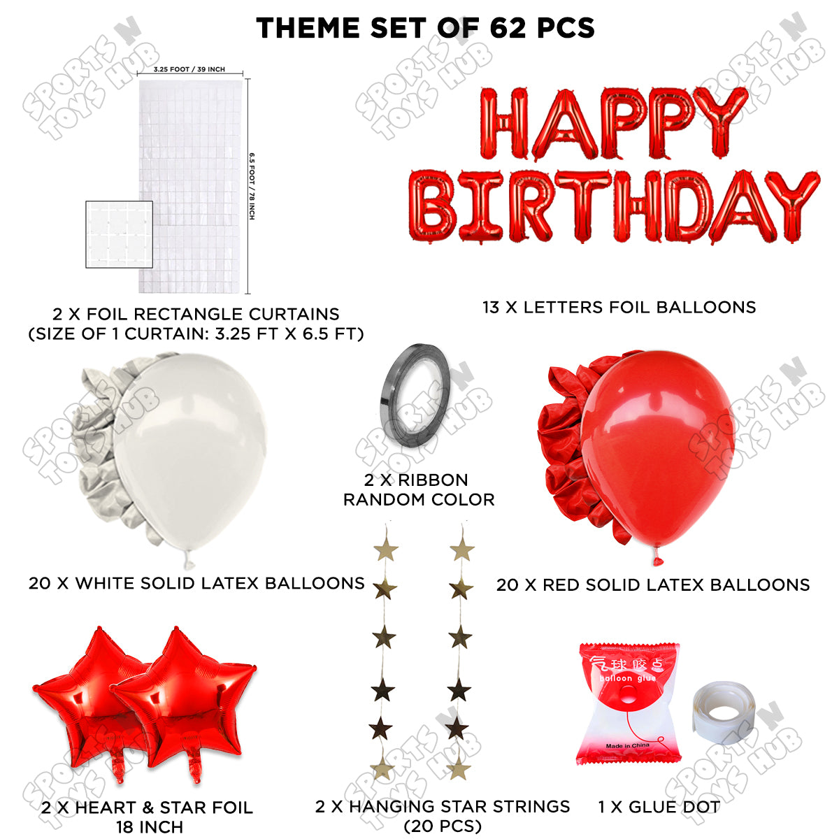 Happy Birthday Foil Letter Theme - Red & White