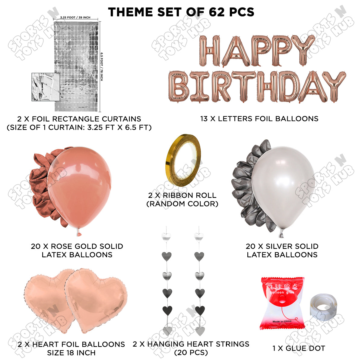 Happy Birthday Foil Letter Theme - Rose Gold & Silver