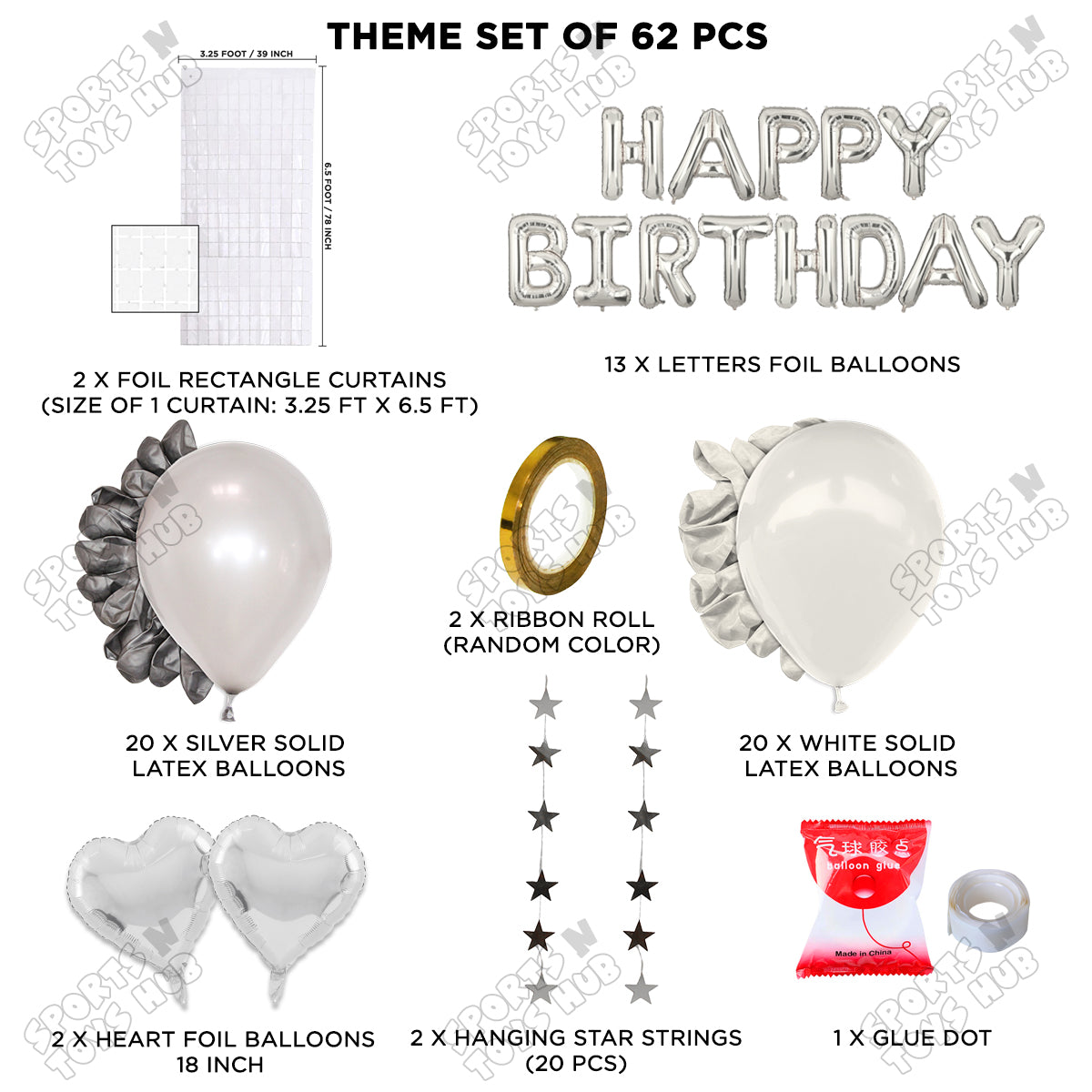 Happy Birthday Foil Letter Theme - Silver & White