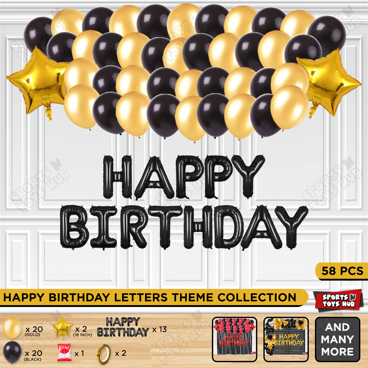 Happy Birthday Foil Letter Theme - Black & Gold