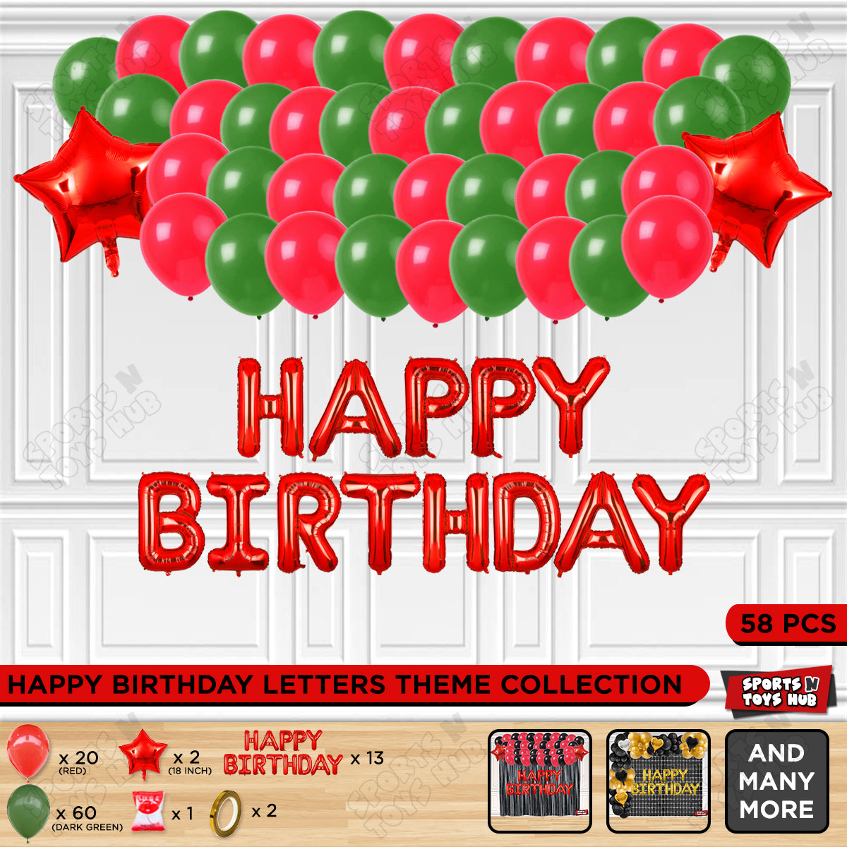 Happy Birthday Foil Letter Theme - Red & Green