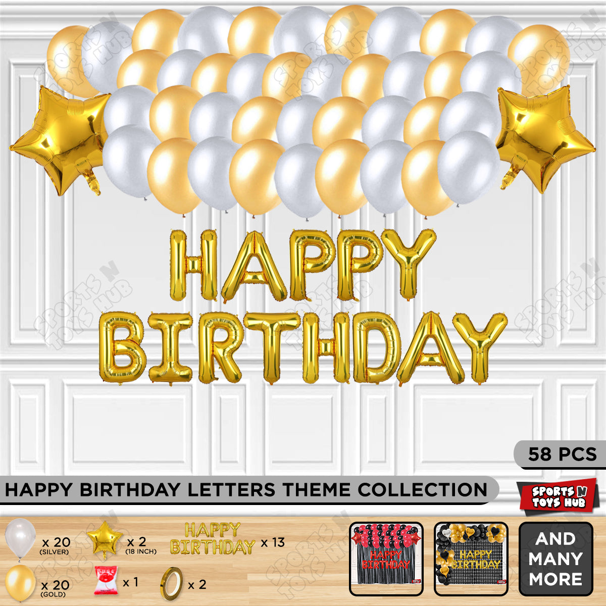Happy Birthday Foil Letter Theme - Gold & Silver