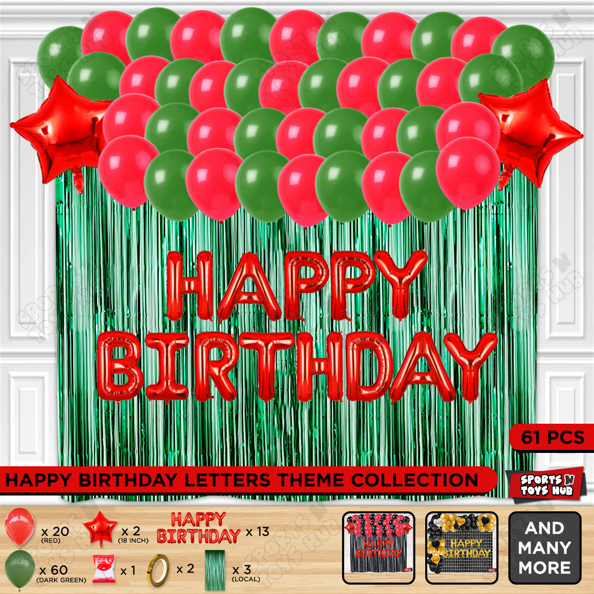 Happy Birthday Foil Letter Theme - Red & Green