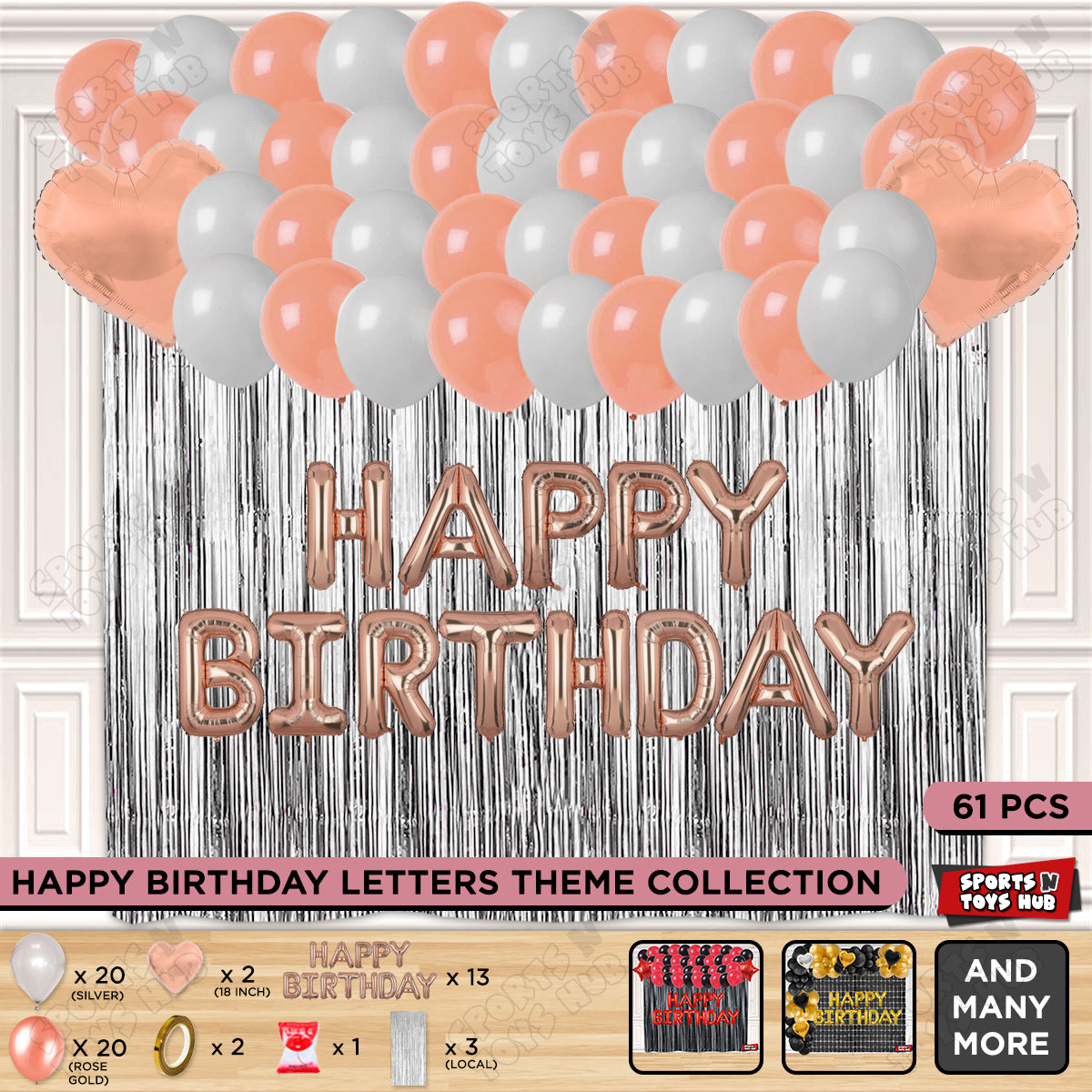 Happy Birthday Foil Letter Theme - Rose Gold & Silver