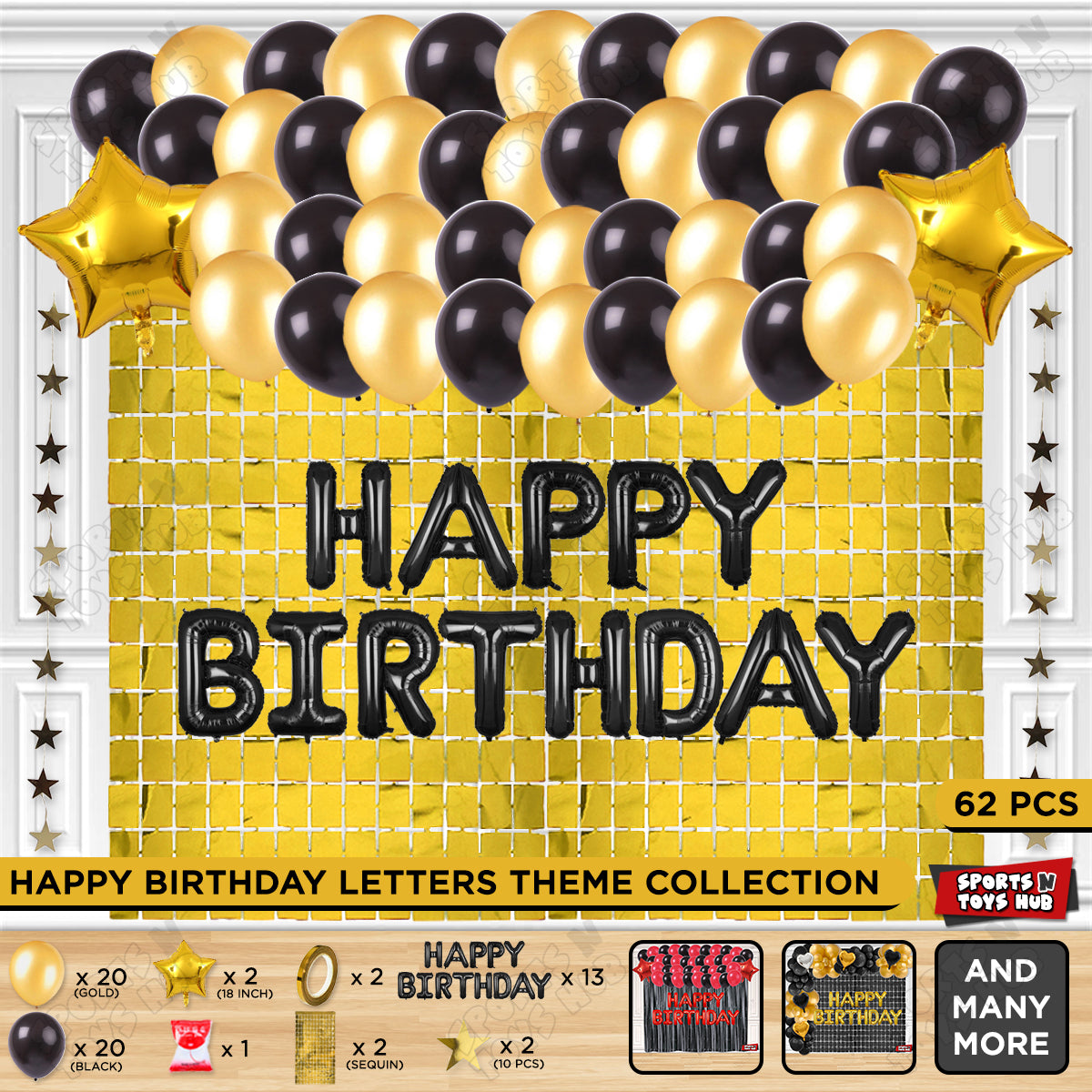Happy Birthday Foil Letter Theme - Black & Gold