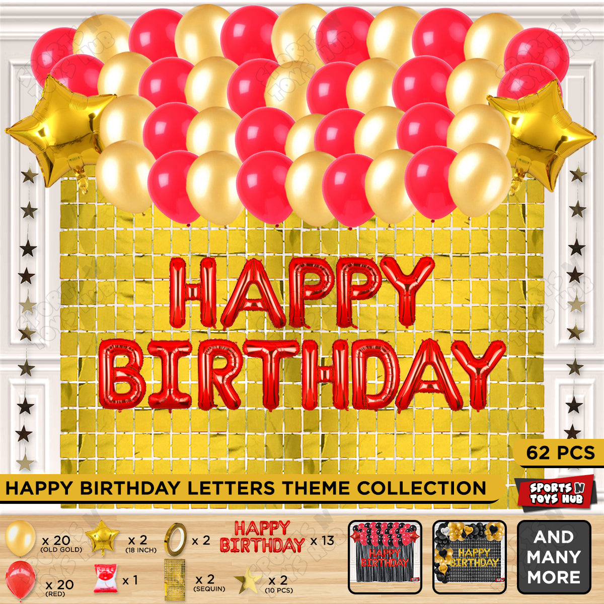 Happy Birthday Foil Letter Theme - Red & Gold