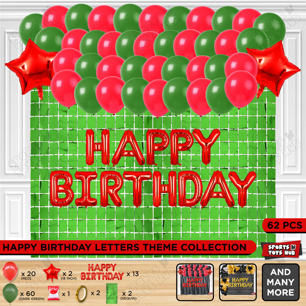 Happy Birthday Foil Letter Theme - Red & Green