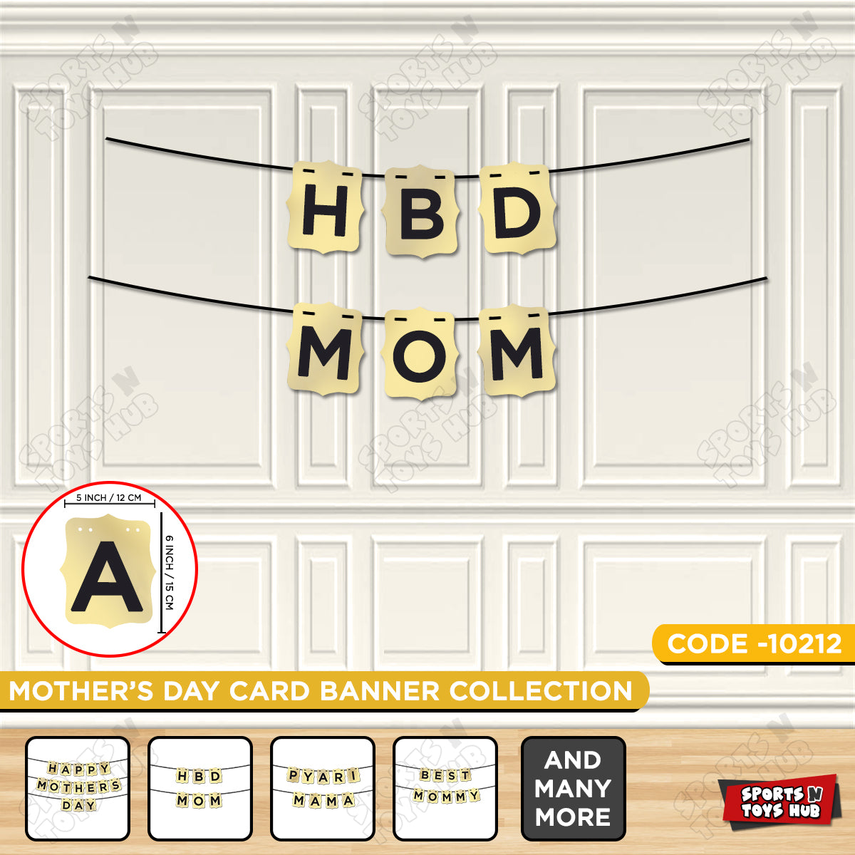 HBD Mom Shinny Gold Card Banner