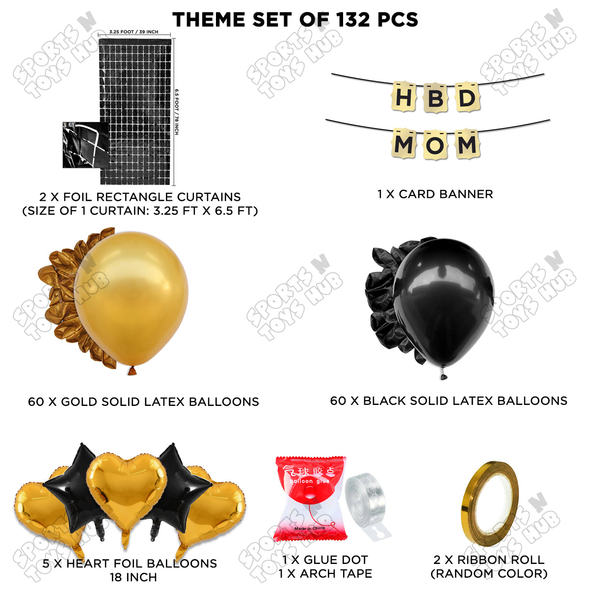 HBD Mom Shinny Gold Card Banner Theme Collection