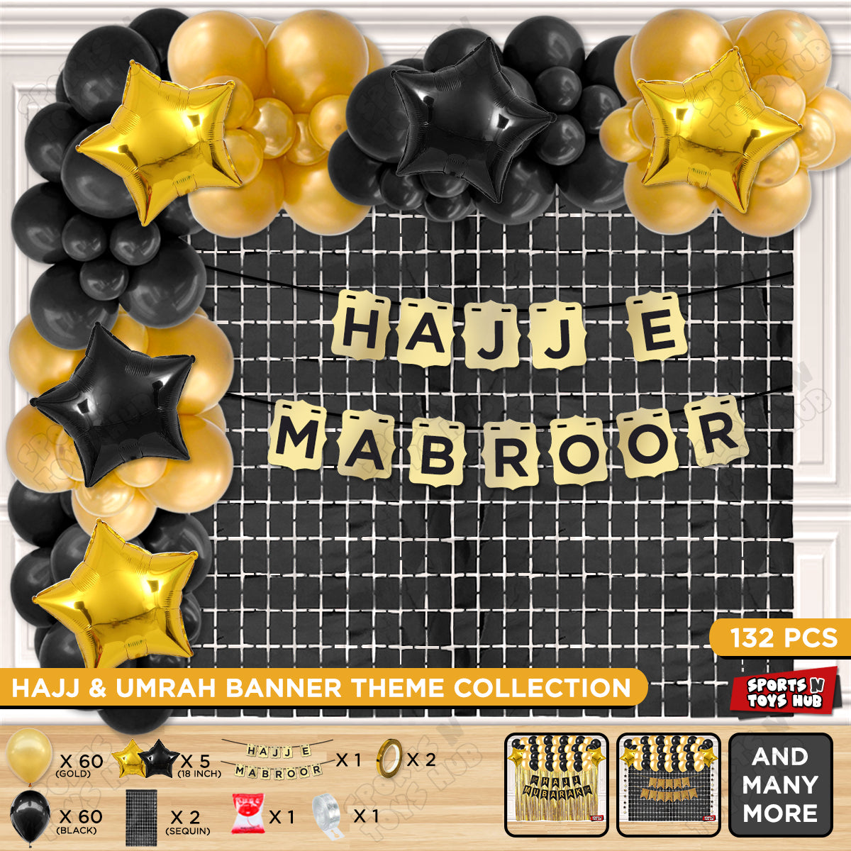 Hajj e Mabroor Shinny Gold Card Banner Theme Collection