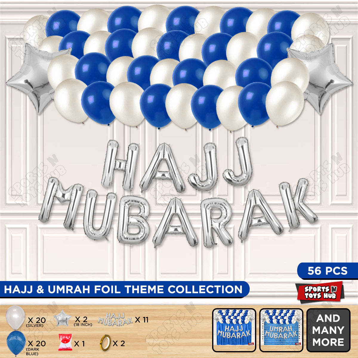 Hajj Mubarak Silver Foil Letter Garland Theme Collection