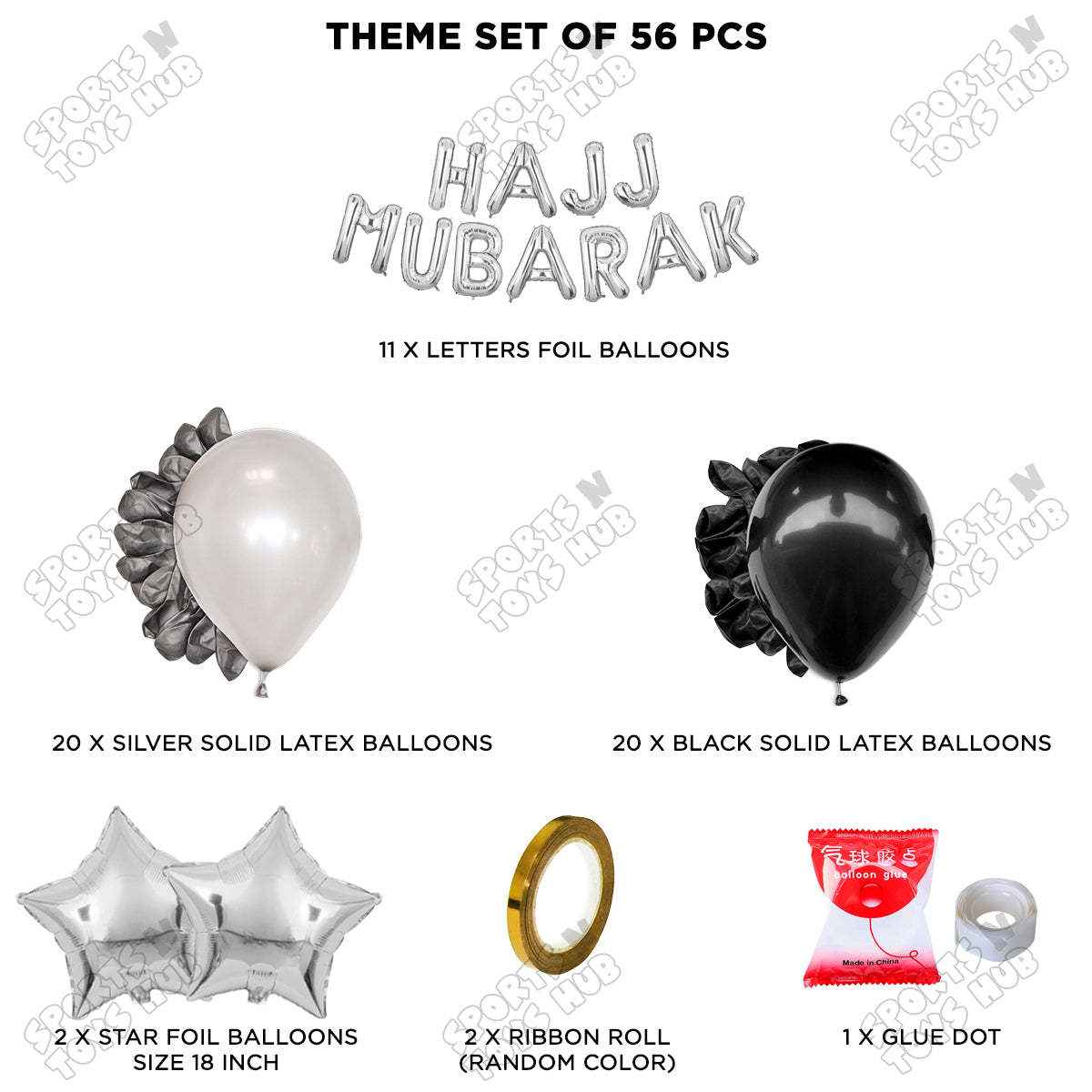 Hajj Mubarak Silver Foil Letter Garland Theme Collection