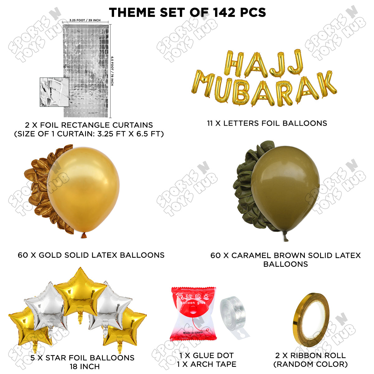 Hajj Mubarak Gold Foil Letter Arch Theme Collection