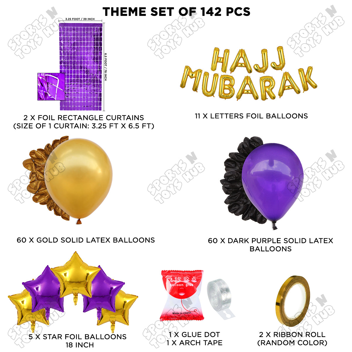 Hajj Mubarak Gold Foil Letter Arch Theme Collection