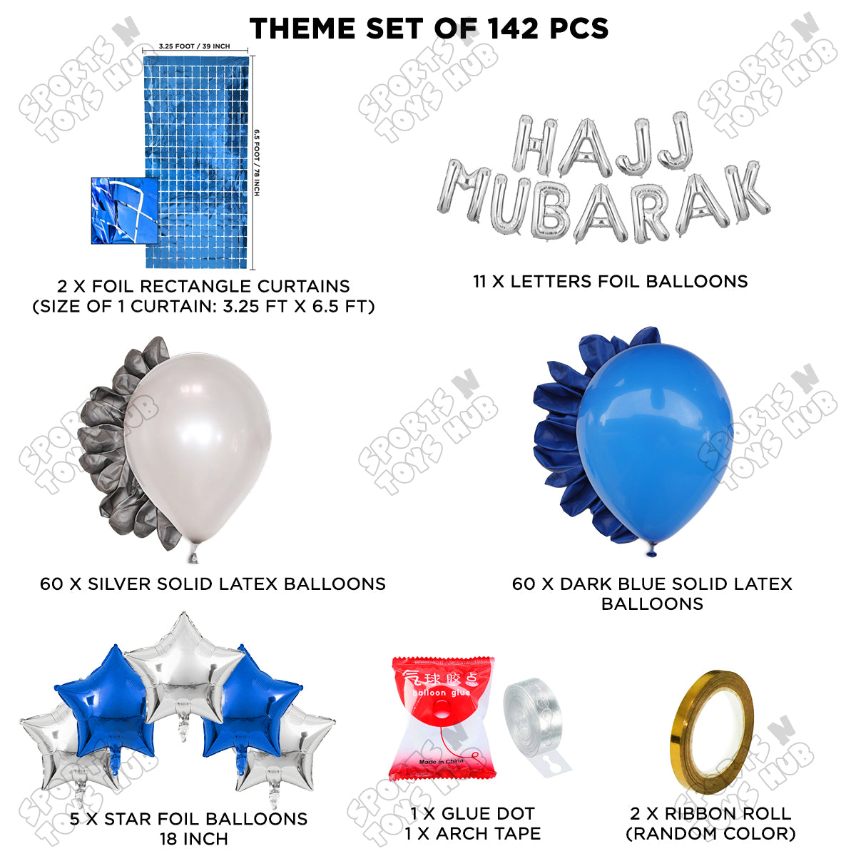 Hajj Mubarak Silver Foil Letter Arch Theme Collection
