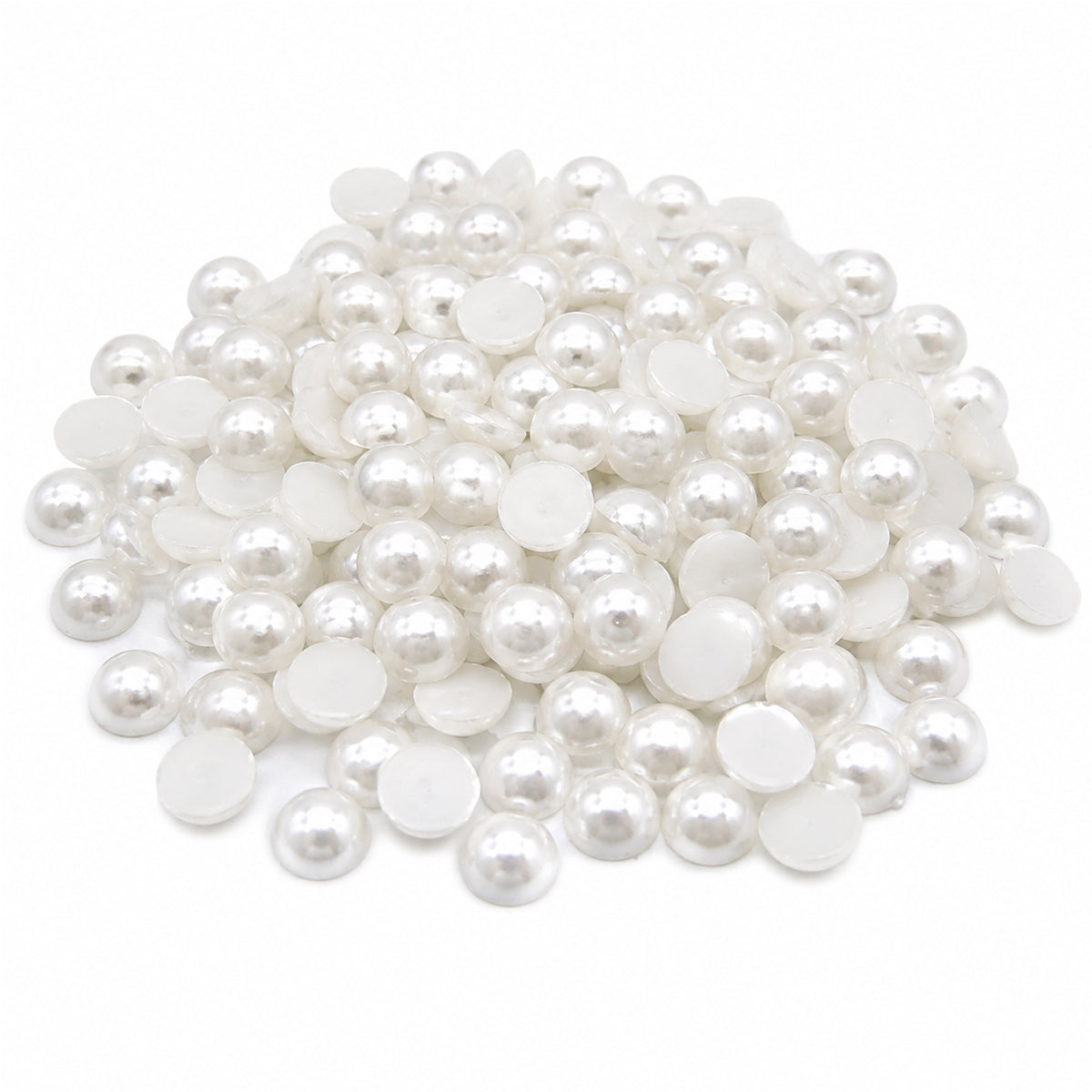 10mm Full Pearl Beads For Crafts – 190 PCS Faux Pearl Cabochons for DIY Crafts, Scrapbooking, Card Making, Wedding Decorations, Resin Art & Floral Embellishments