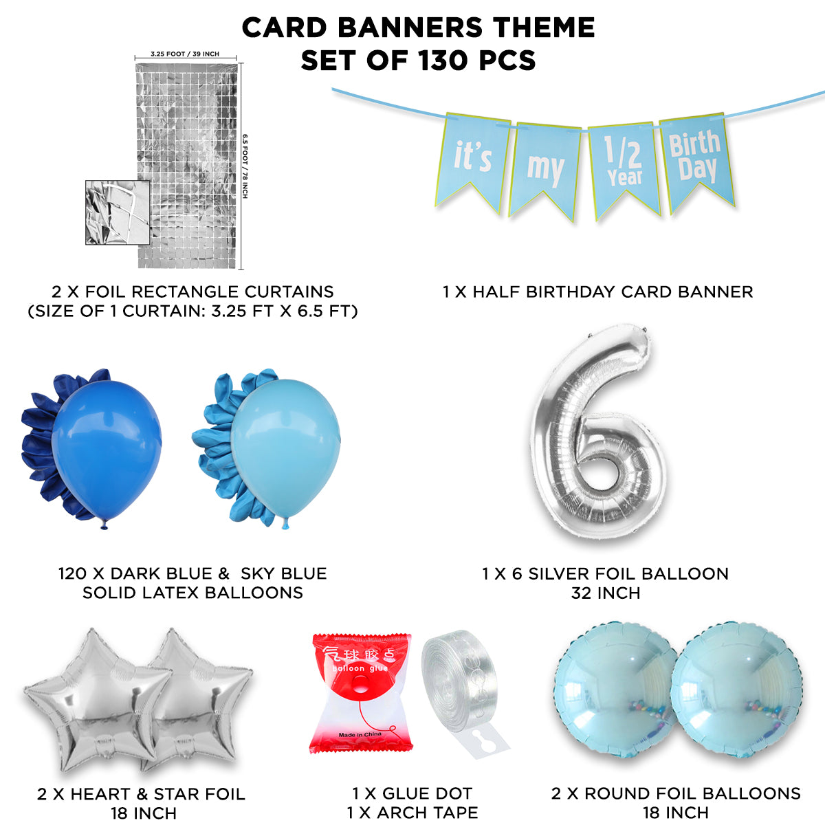 Its My 1/2 Year Birthday Card Banner Arch Theme