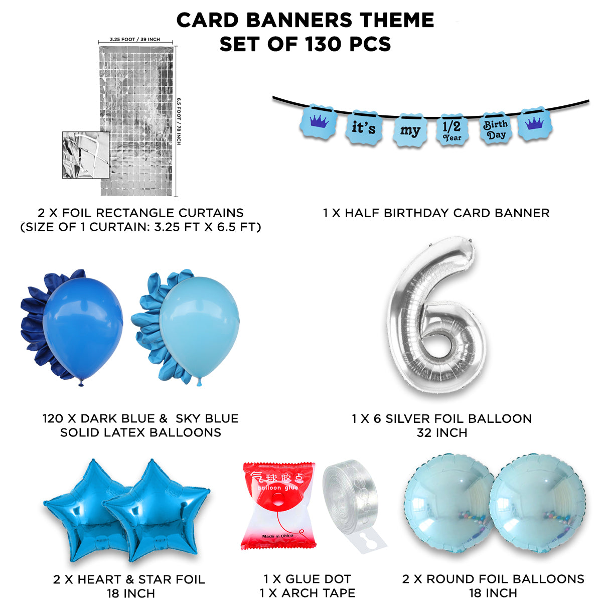 Its My 1/2 Year Birthday Crown Card Banner Arch Theme