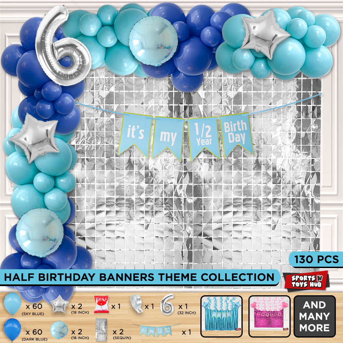 Its My 1/2 Year Birthday Card Banner Arch Theme