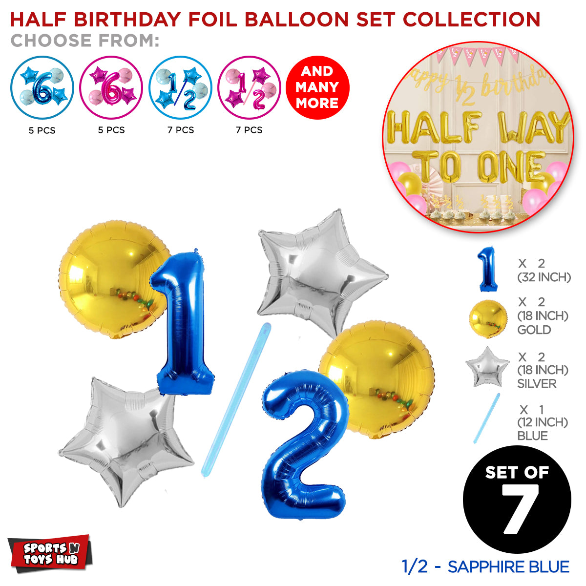Half Birthday Foil Balloon Set Collection