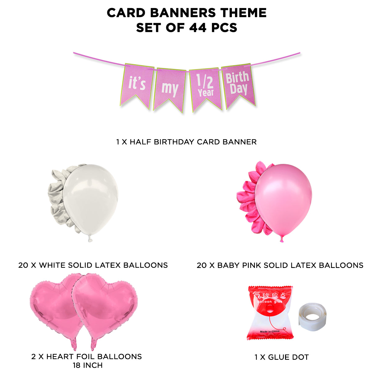 Its My 1/2 Year Birthday Card Banner Theme Without Curtain