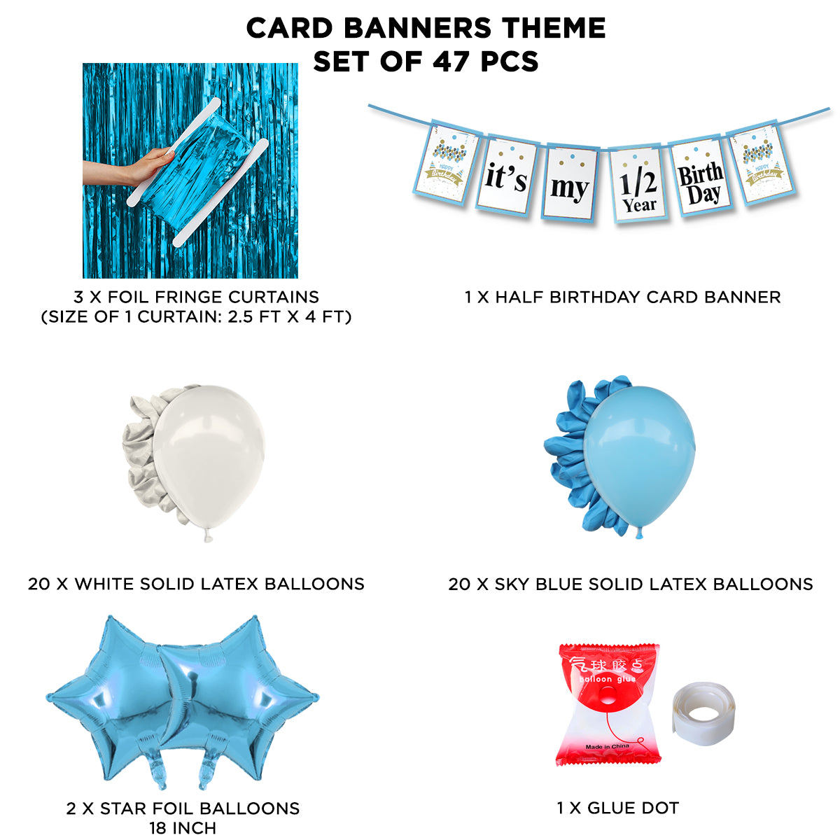 Half Birthday Card Banner Theme With Curtain