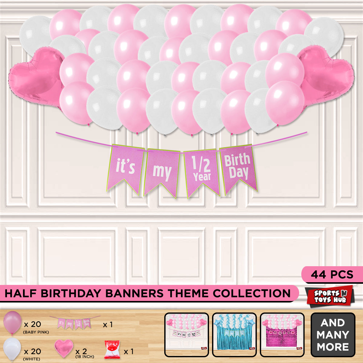 Its My 1/2 Year Birthday Card Banner Theme Without Curtain