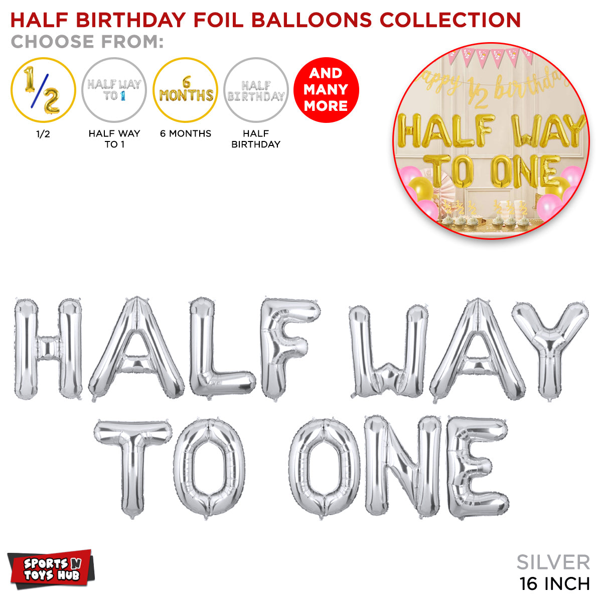 Half Birthday Silver Foil Letter Collection