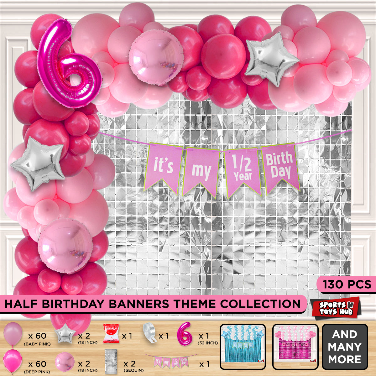 Its My 1/2 Year Birthday Card Banner Arch Theme