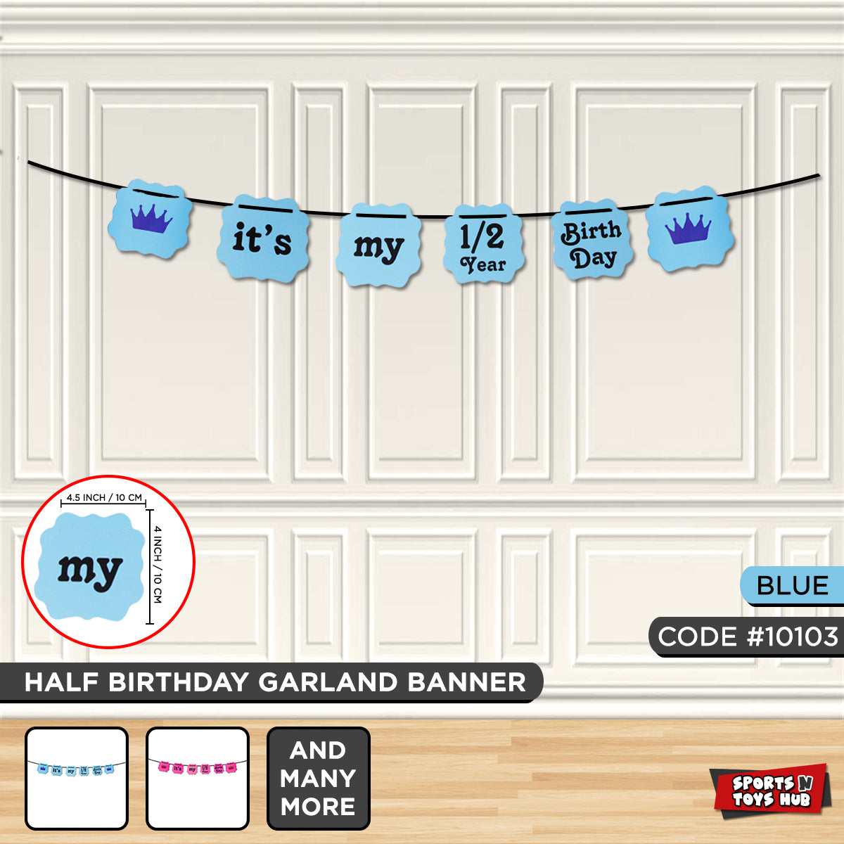 Its My 1/2 Birthday Crown Shape Card Banner