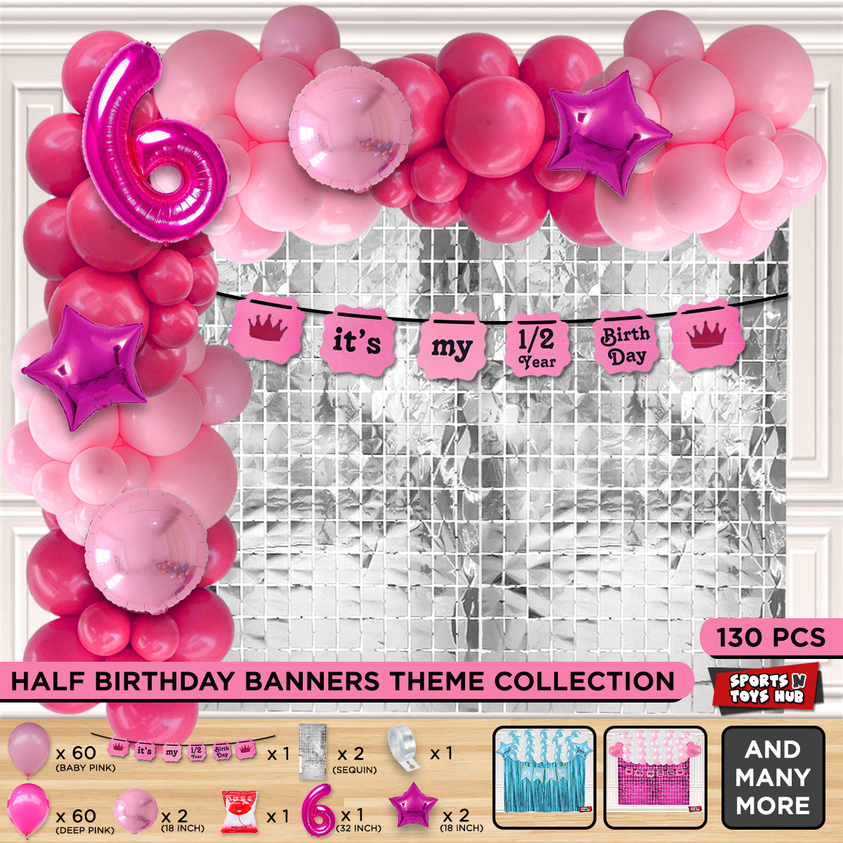 Its My 1/2 Year Birthday Crown Card Banner Arch Theme
