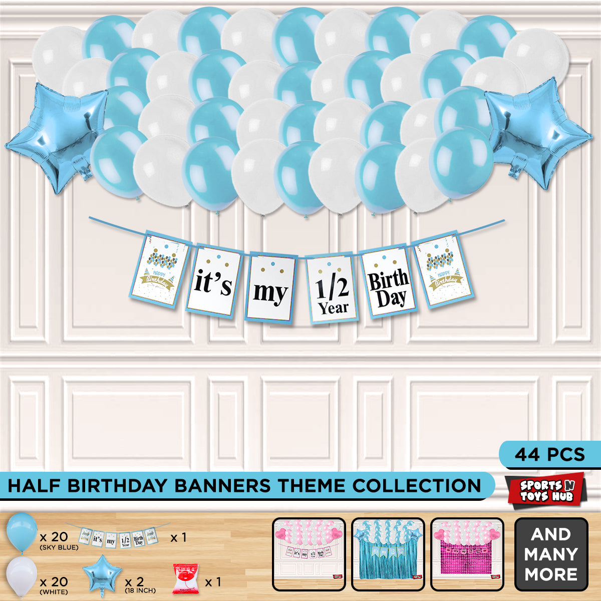 Half Birthday Card Banner Theme Without Curtain