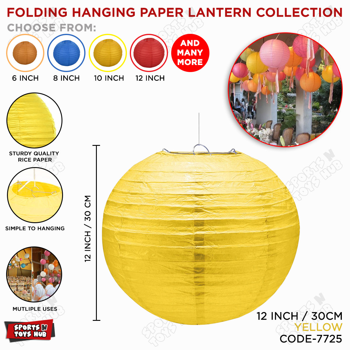 12 Inch Paper Hanging Lanterns Collection