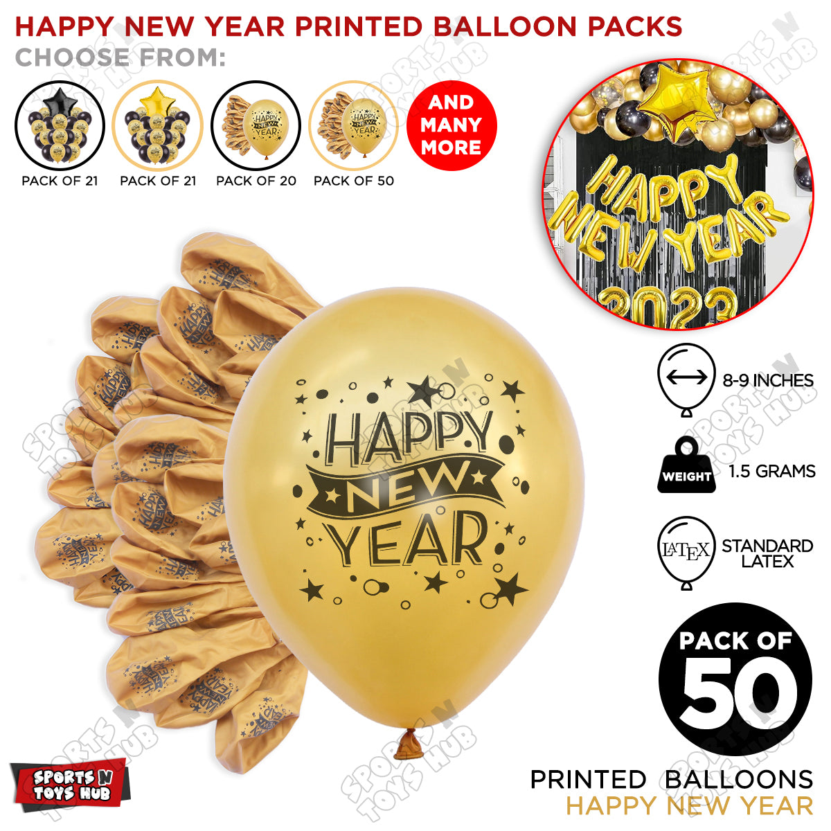 Happy New Year Printed Balloons Collection